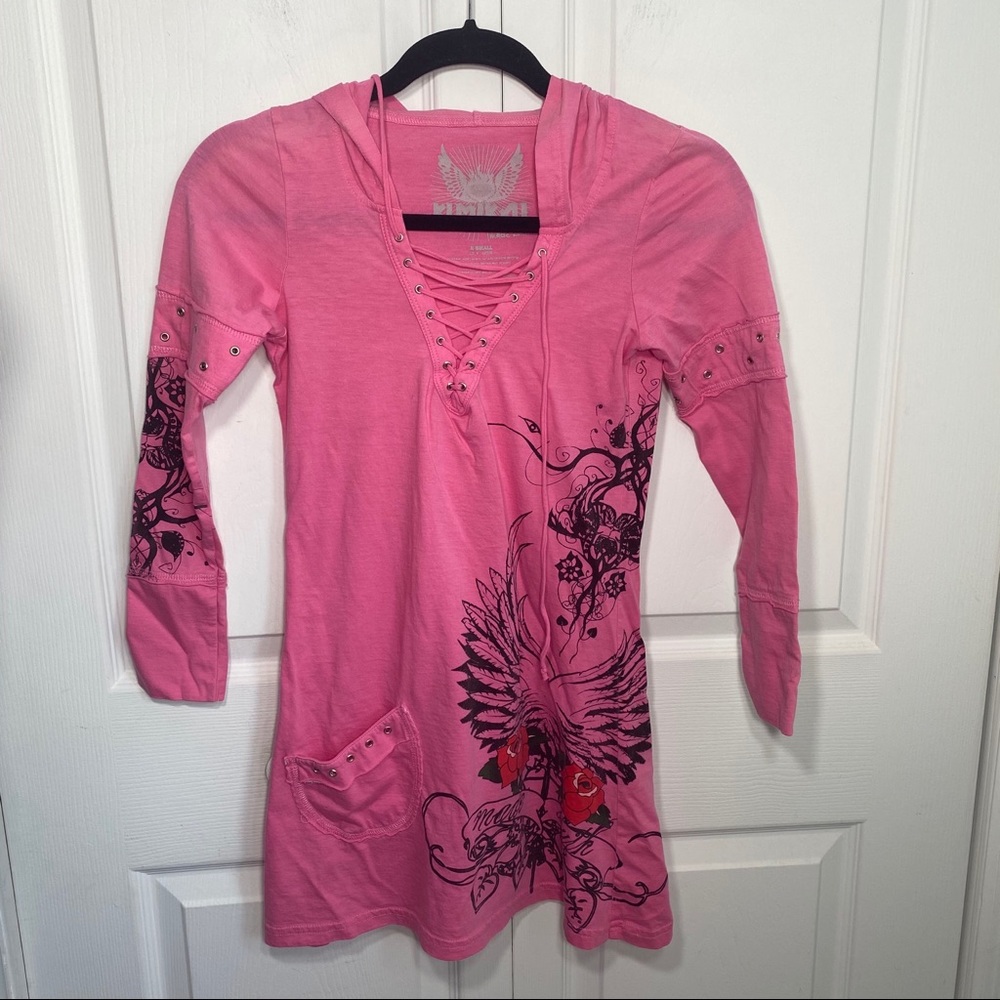 Kimikal Long Sleeve V-Criss Cross Hoodie